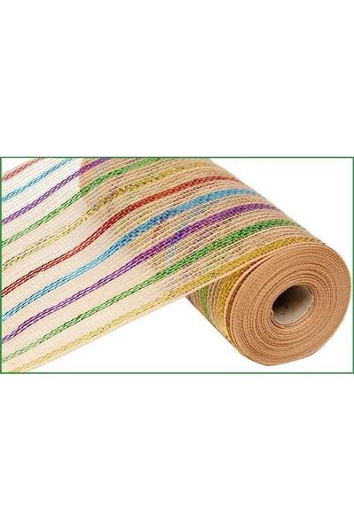 10" Poly Jute Mesh: Laser Multi Color Stripe - Michelle's aDOORable Creations - Poly Deco Mesh