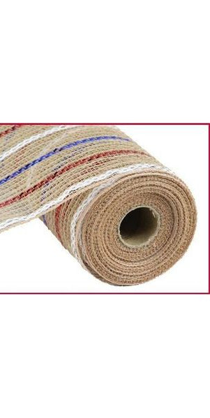 10" Poly Jute Metallic Mesh: Red, White & Blue - Michelle's aDOORable Creations - Poly Deco Mesh