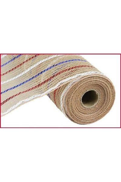 Shop For 10" Poly Jute Metallic Mesh Ribbon: Red, White & Blue at Michelle's aDOORable Creations