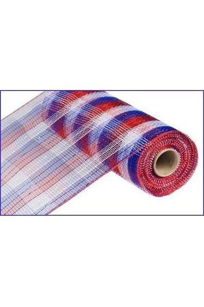 Shop For 10" Red White Blue Plaid Poly Deco Mesh Ribbon at Michelle's aDOORable Creations