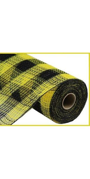 10" Small Check Fabric Mesh: Black & Yellow (10 Yards) - Michelle's aDOORable Creations - Poly Deco Mesh - RY8320F4