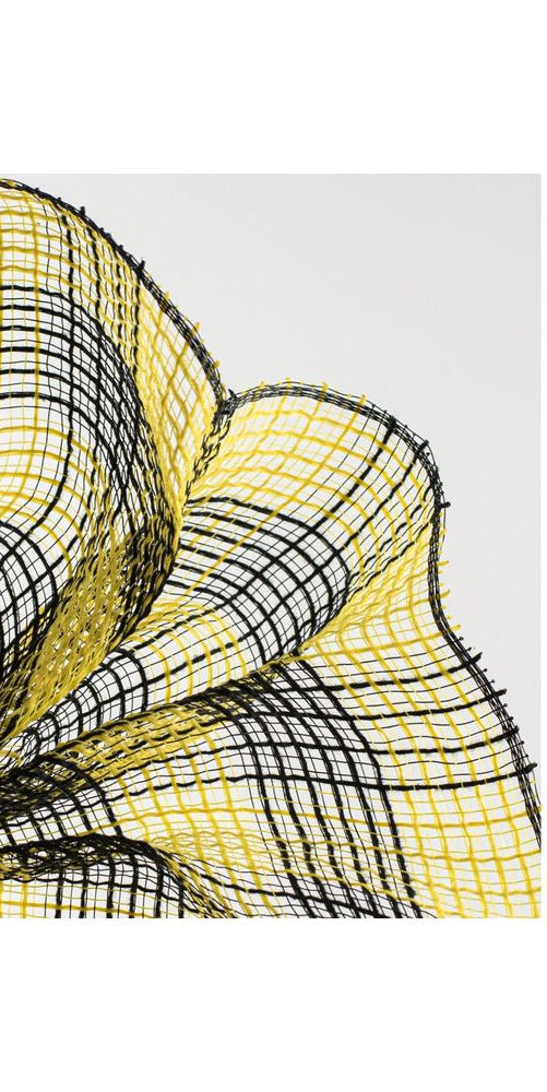10" Small Check Fabric Mesh: Black & Yellow (10 Yards) - Michelle's aDOORable Creations - Poly Deco Mesh - RY8320F4