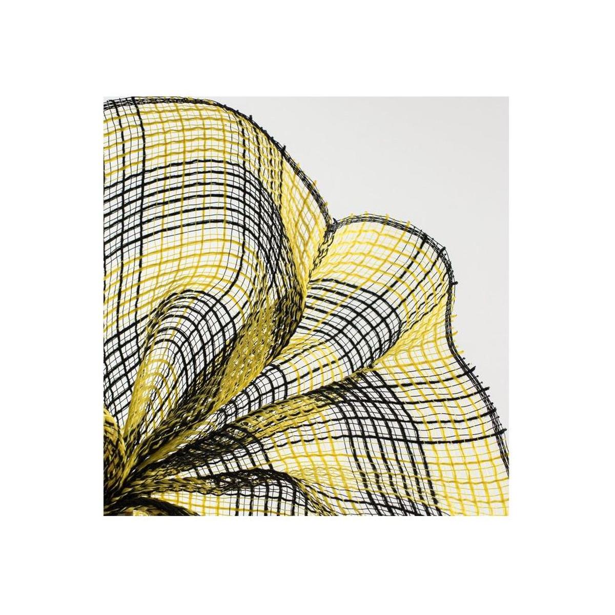 Shop For 10" Small Check Fabric Mesh Ribbon: Black & Yellow (10 Yards) at Michelle's aDOORable Creations