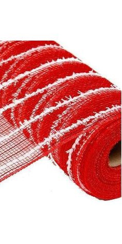 10" Snowdrift Deco Mesh: Red Foil & White (10 Yards) - Michelle's aDOORable Creations - Poly Deco Mesh