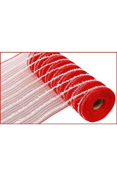 10" Snowdrift Deco Mesh: Red Foil & White (10 Yards) - Michelle's aDOORable Creations - Poly Deco Mesh