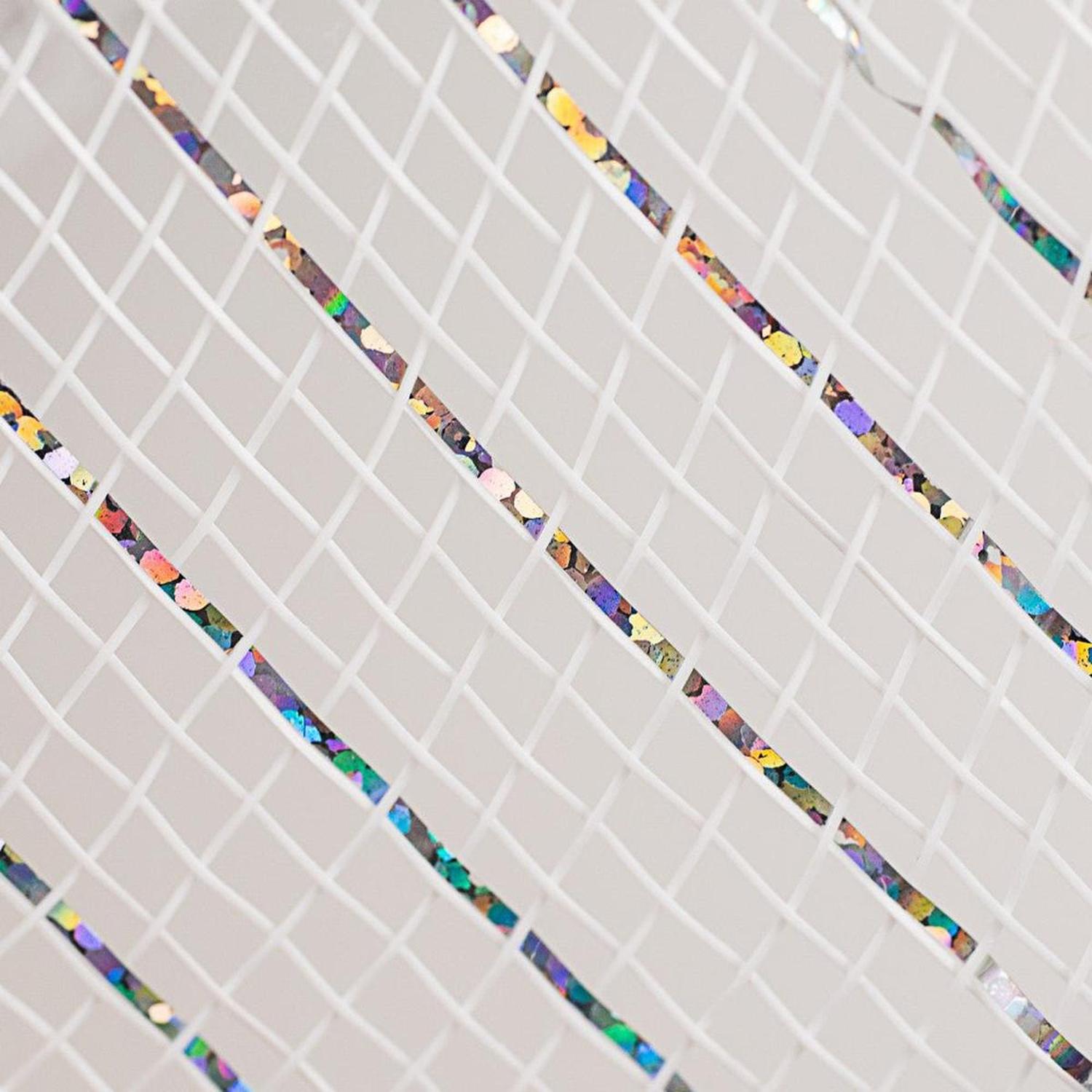 10" Value Deco Mesh Ribbon: White/Silver Foil