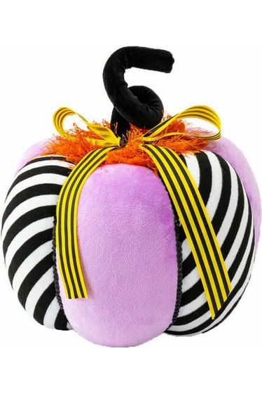 10" Velvet Striped Pumpkin: Purple - Michelle's aDOORable Creations - Pumpkin