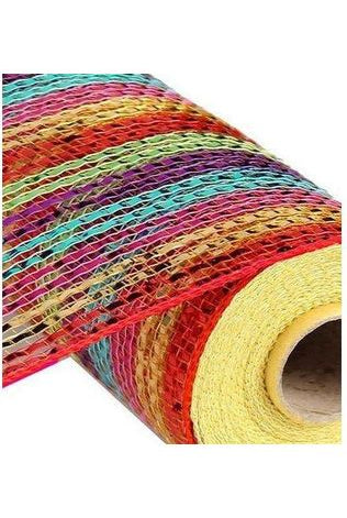 Shop For 10" Wide Foil Stripes Poly Deco Mesh: Bright Multi (10 Yards) RY801383