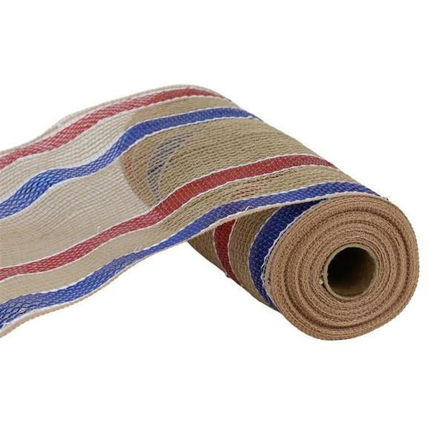 Shop For 10" Wide Matte Border Stripe Mesh Ribbon: Red, White & Blue at Michelle's aDOORable Creations