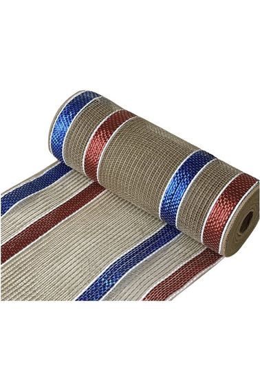 Shop For 10" Wide Matte Border Stripe Mesh: Red, White & Blue RY8035EK