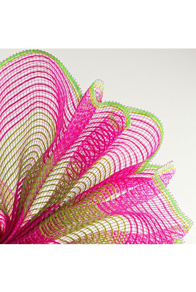 10" Wide Stripe Fabric Mesh: Hot Pink & Fresh Green - Michelle's aDOORable Creations - Poly Deco Mesh