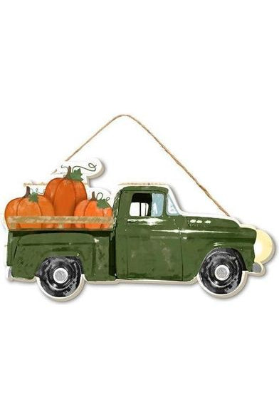 10" Wood Green Vintage Truck - Fall Decor - Michelle's aDOORable Creations - Wooden/Metal Signs