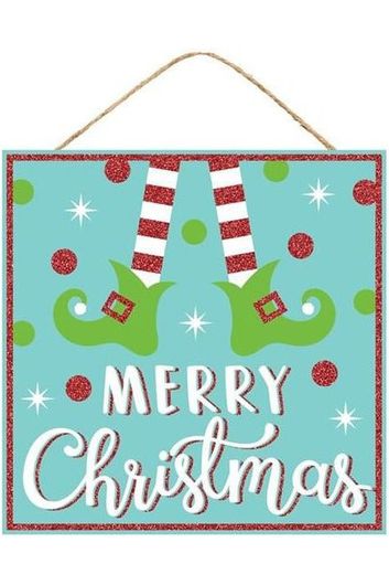 Shop For 10" Wooden Elf Sign: Ice Blue Merry Christmas AP897060