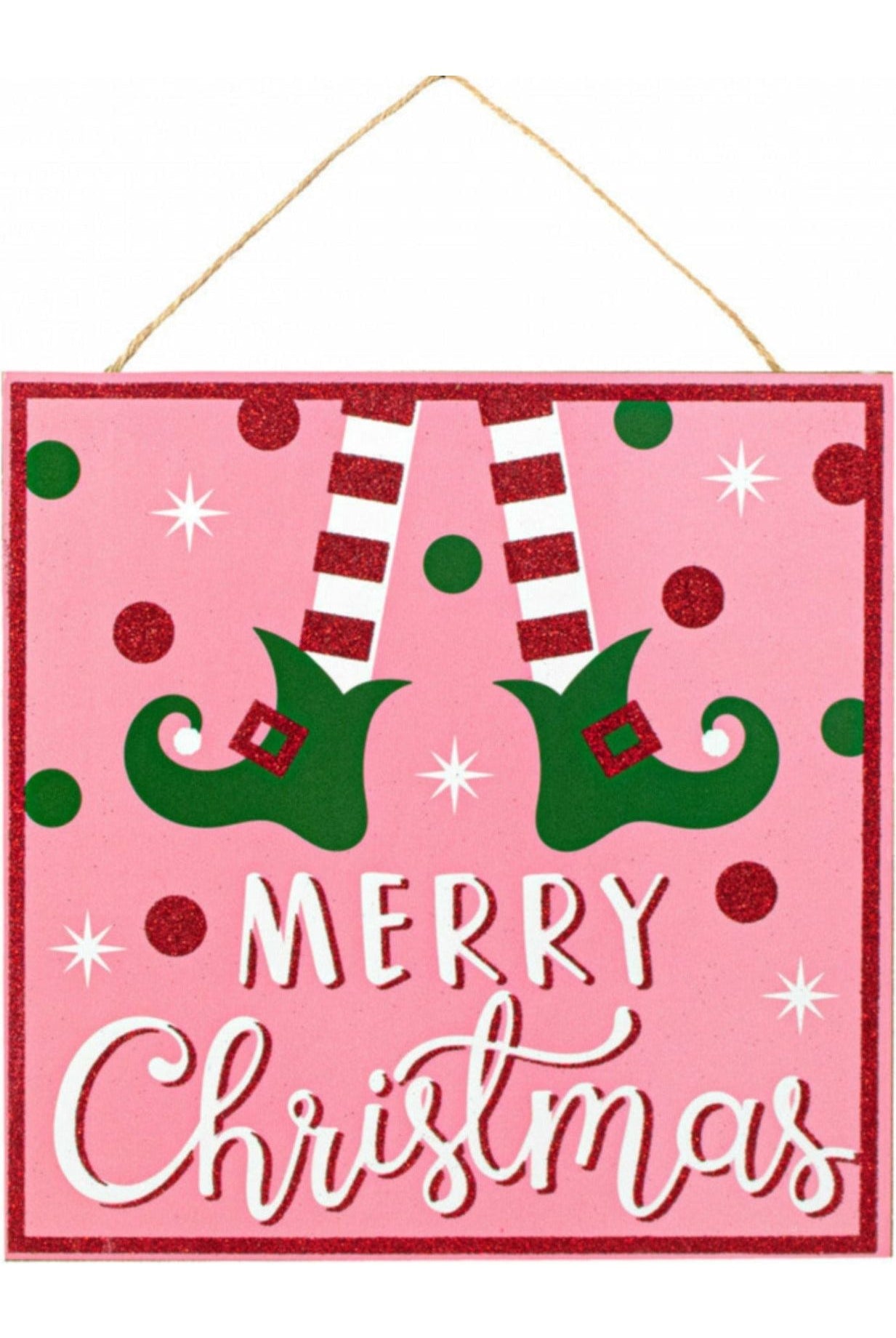Shop For 10" Wooden Elf Sign: Pink Merry Christmas AP897015