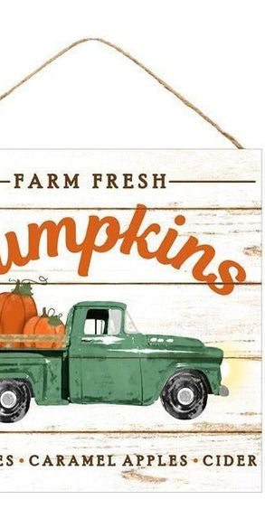 10" Wooden Sign: Farm Fresh Pumpkins (Blue Green) - Michelle's aDOORable Creations - Wooden/Metal Signs