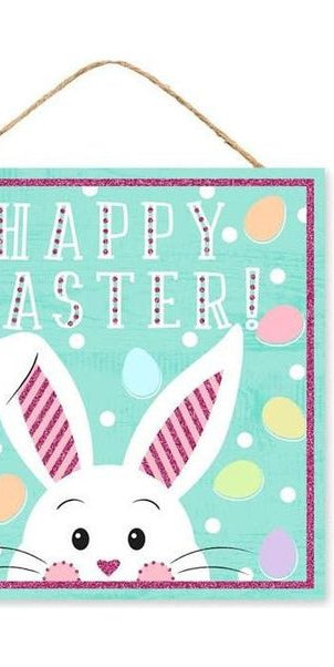 10" Wooden Sign: Glitter Happy Easter - Michelle's aDOORable Creations - Wooden/Metal Signs