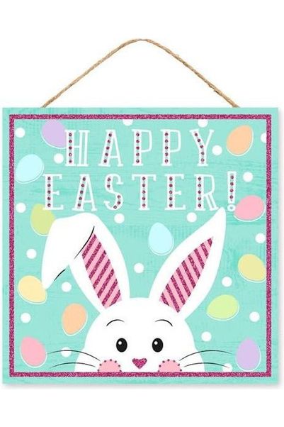 10" Wooden Sign: Glitter Happy Easter - Michelle's aDOORable Creations - Wooden/Metal Signs