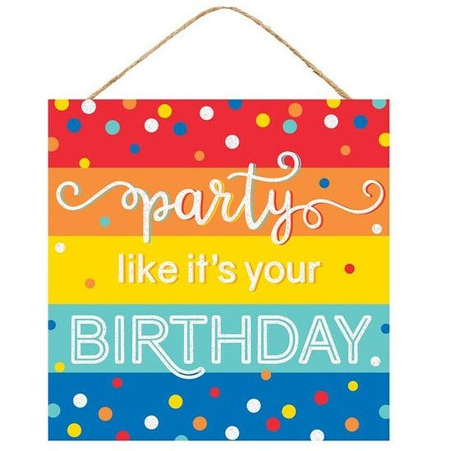 10" Wooden Sign: Glitter Party Birthday
