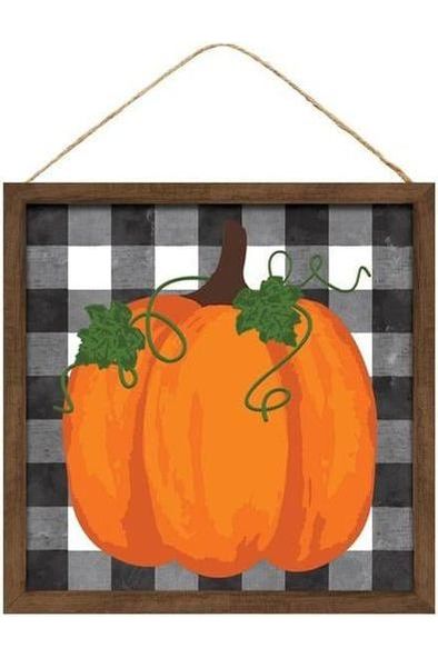 Shop For 10" Wooden Sign: Pumpkin on Check at Michelle's aDOORable Creations