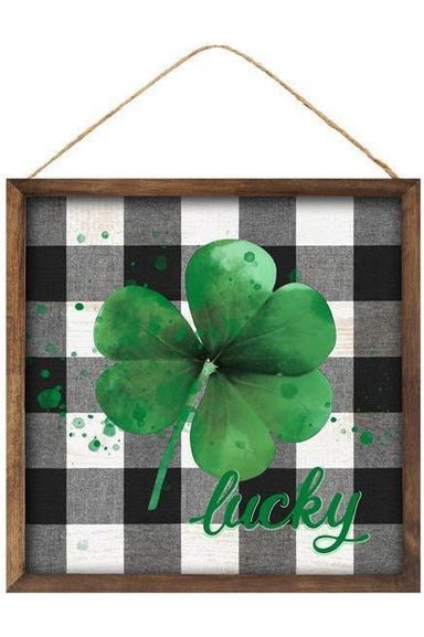 10" Wooden Sign: Shamrock Lucky - Michelle's aDOORable Creations - Wooden/Metal Signs