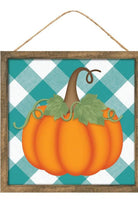 10" Wooden Sign: Short Pumpkin (Teal) - Michelle's aDOORable Creations - Wooden/Metal Signs