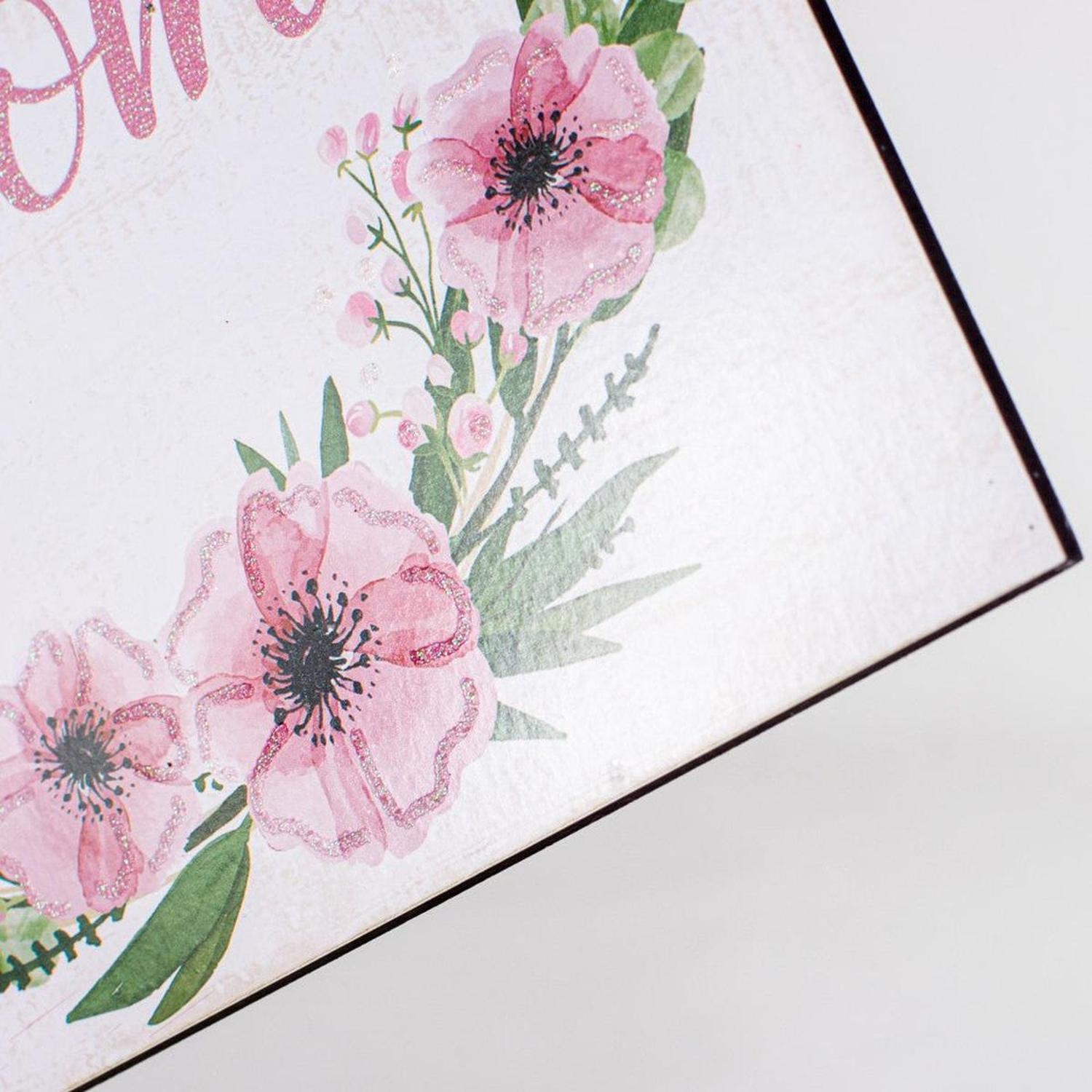 10" Wooden Sign: Welcome Floral (White)