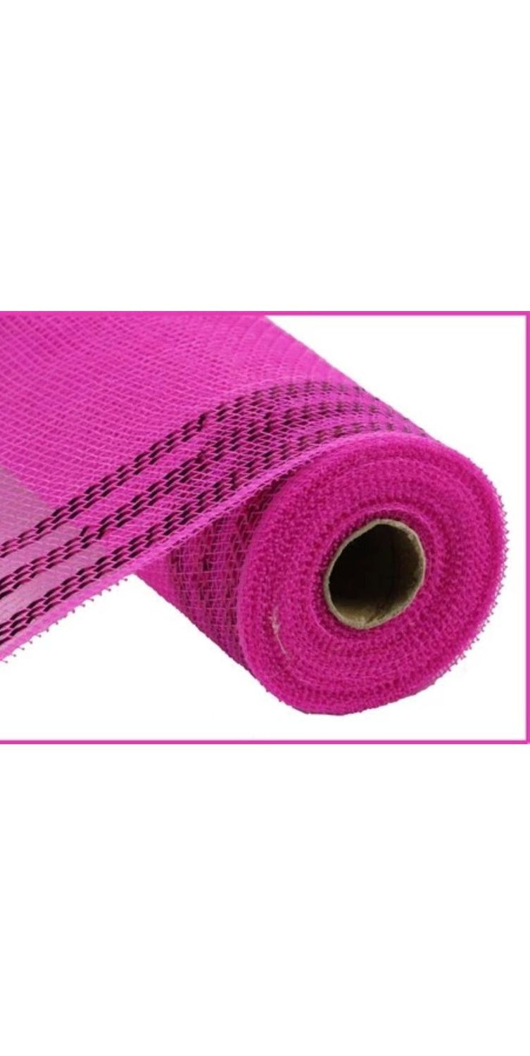 10.25" Border Stripe Metallic Mesh: Hot Pink (10 Yards) - Michelle's aDOORable Creations - Poly Deco Mesh
