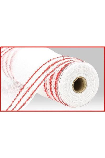 10.25" Drift Border Mesh: White/Red (10 Yards) - Michelle's aDOORable Creations - Poly Deco Mesh