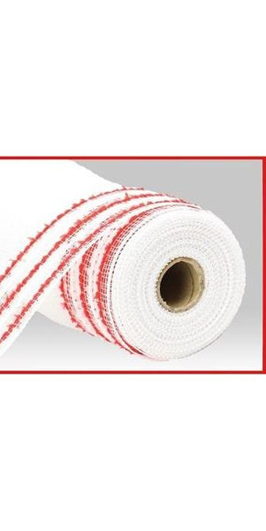 10.25" Drift Border Mesh: White/Red (10 Yards) - Michelle's aDOORable Creations - Poly Deco Mesh