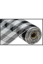 10.25" Faux Jute Check Mesh: Black & White (10 Yards) - Michelle's aDOORable Creations - Poly Deco Mesh