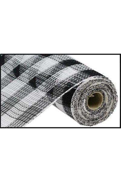 10.25" Faux Jute Check Mesh: Black & White (10 Yards) - Michelle's aDOORable Creations - Poly Deco Mesh