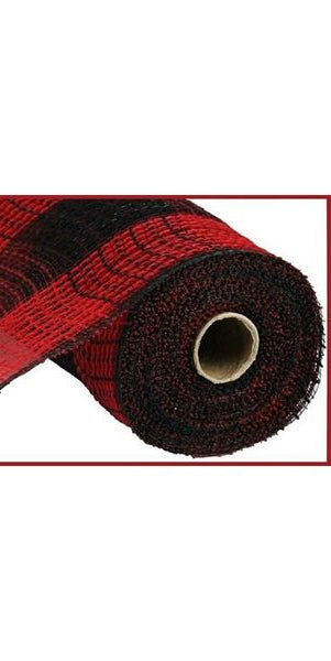 10.25" Faux Jute Check Mesh: Red & Black (10 Yards) - Michelle's aDOORable Creations - Poly Deco Mesh