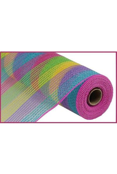 10.25" Faux Jute Small Stripe Mesh: Hot Pink, Lavender, Green, Yellow, Turquoise (10 Yards) - Michelle's aDOORable Creations - Poly Deco Mesh