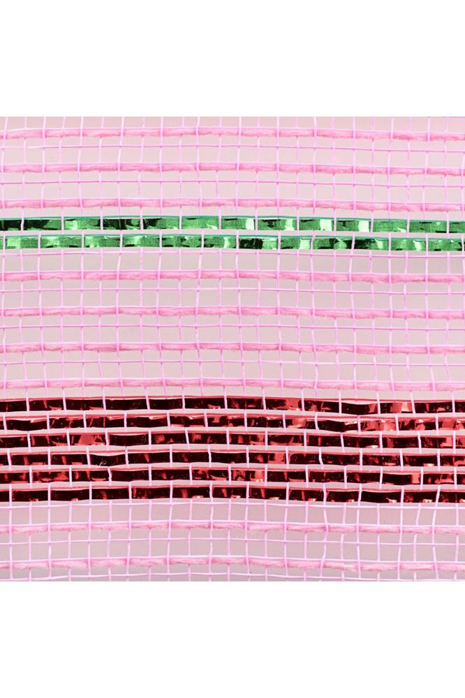 10.25" Poly Faux Jute Metallic Mesh: Lt Pink/Red/Emerald (10 Yards) - Michelle's aDOORable Creations - Poly Deco Mesh