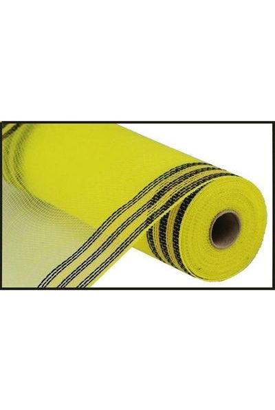 10.5" Border Stripe Faux Jute Mesh: Yellow/Black (10 Yards) - Michelle's aDOORable Creations - Poly Deco Mesh