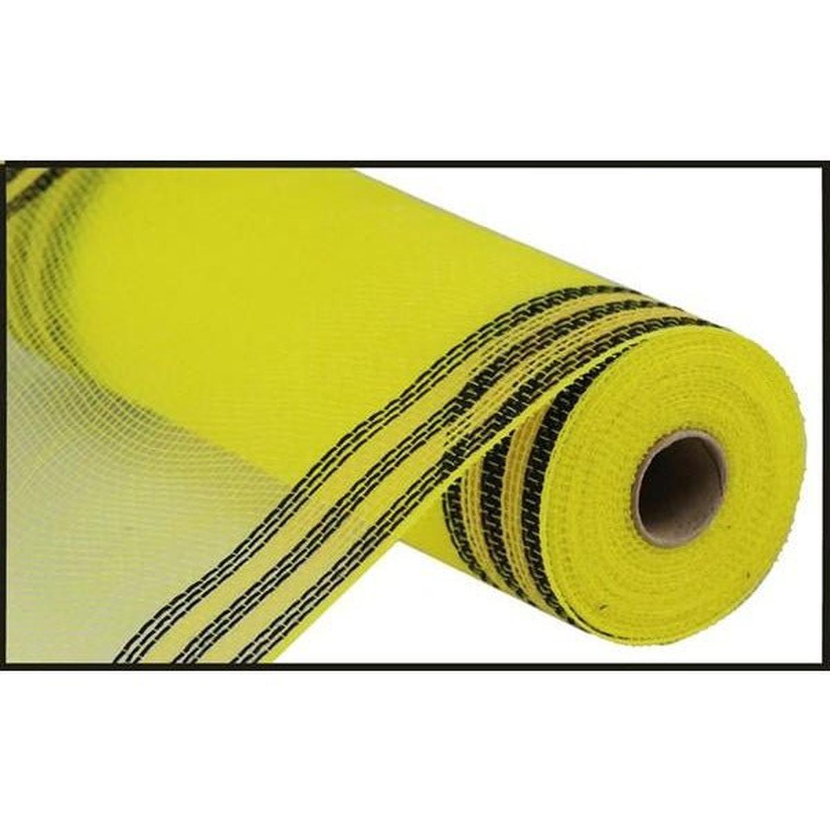 Shop For 10.5" Border Stripe Faux Jute Mesh Ribbon: Yellow/Black (10 Yards) at Michelle's aDOORable Creations