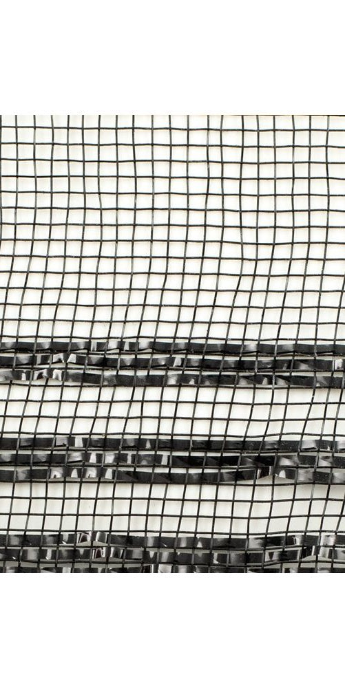 10.5" Border Stripe Metallic Mesh: Black (10 Yards) - Michelle's aDOORable Creations - Poly Deco Mesh
