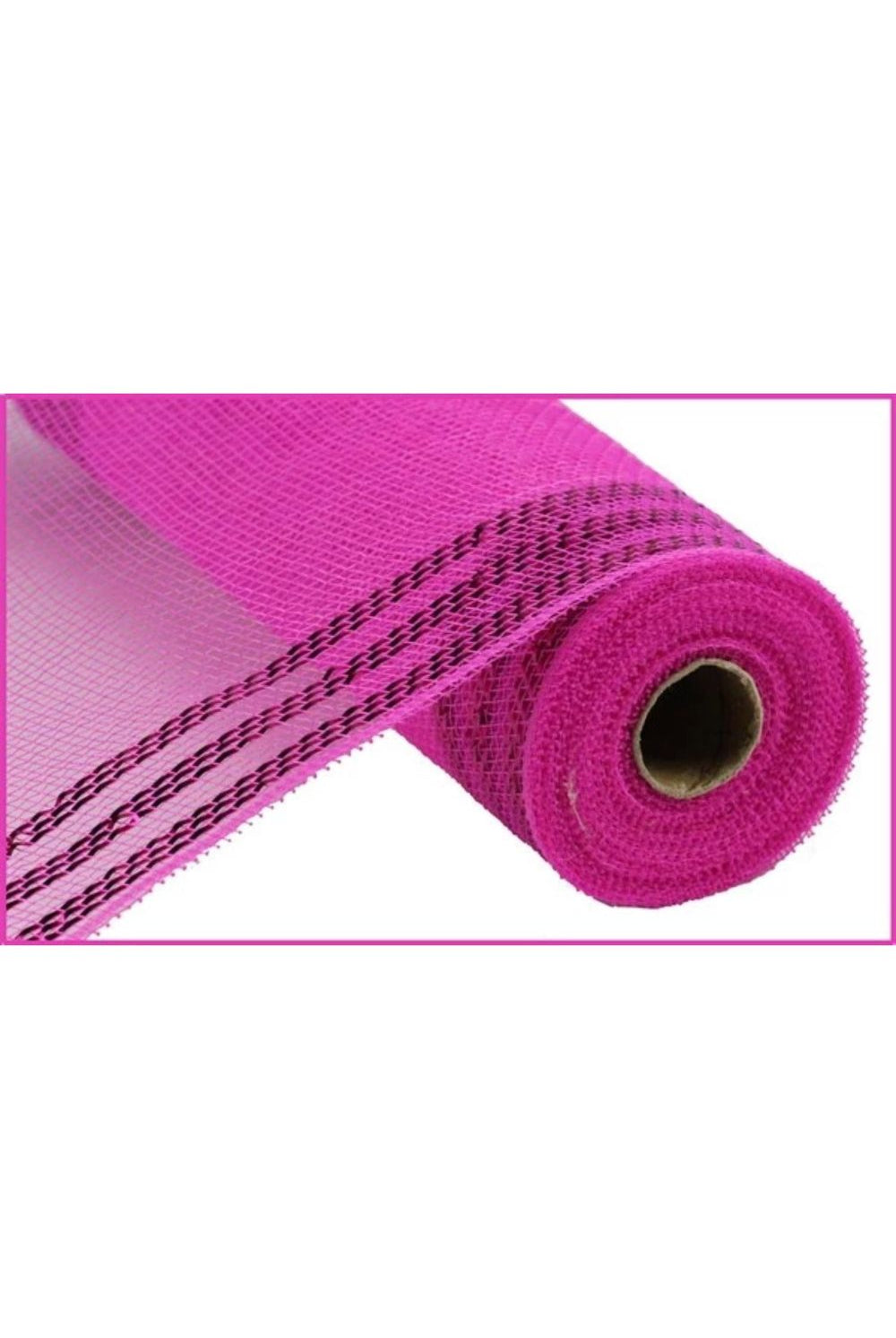 Shop For 10.5" Border Stripe Metallic Mesh: Hot Pink (10 Yards) RY850211