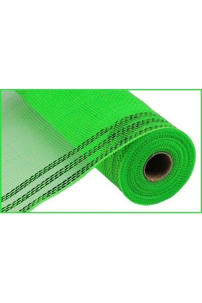 10.5" Border Stripe Metallic Mesh: Lime Green (10 Yards) - Michelle's aDOORable Creations - Poly Deco Mesh