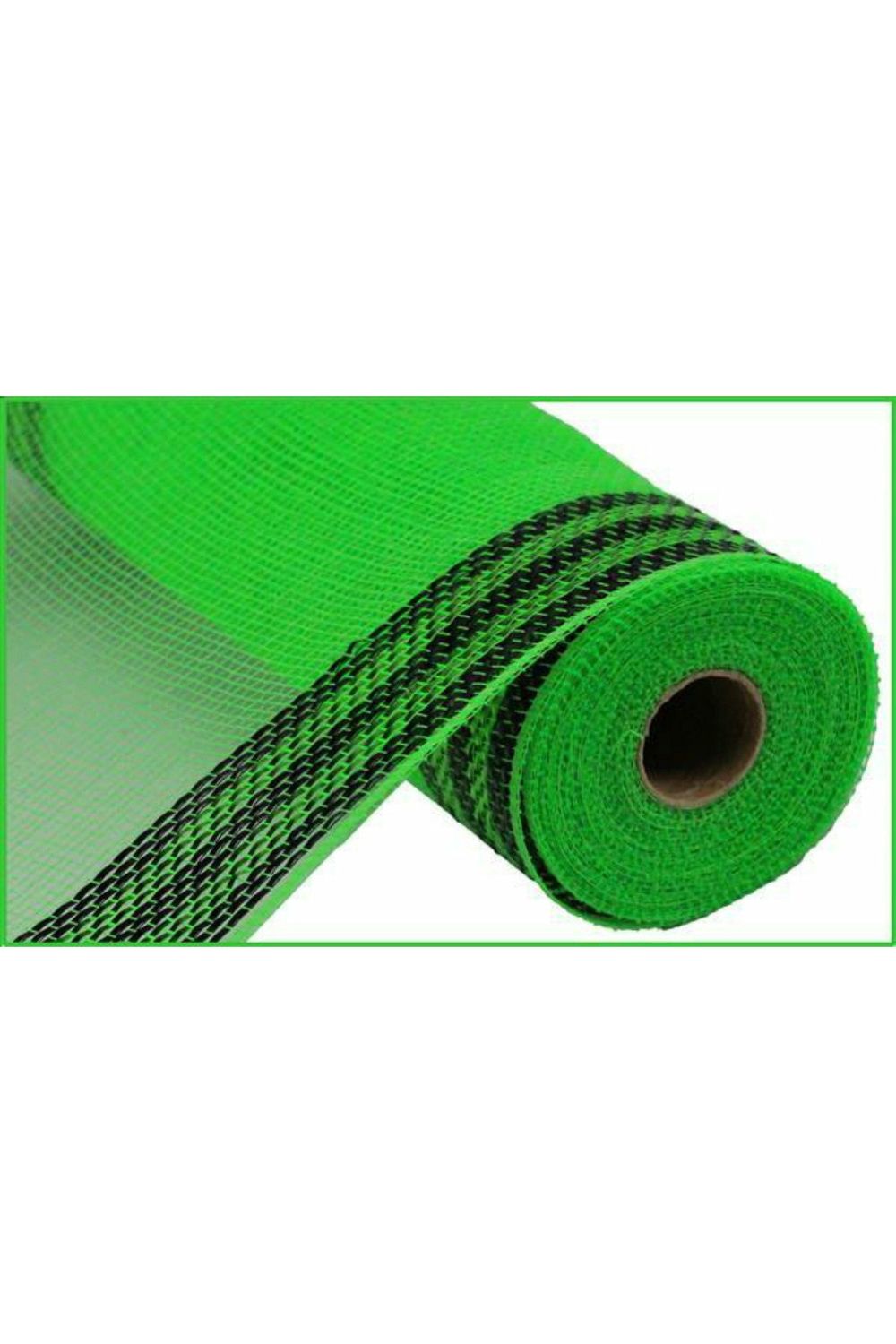 Shop For 10.5" Border Stripe Metallic Mesh Ribbon: Lime/Black (10 Yards) at Michelle's aDOORable Creations