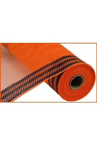 10.5" Border Stripe Metallic Mesh: Orange/Black (10 Yards) - Michelle's aDOORable Creations - Poly Deco Mesh