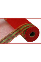 10.5" Border Stripe Metallic Mesh: Red/Lime/Gold (10 Yards) - Michelle's aDOORable Creations - Poly Deco Mesh