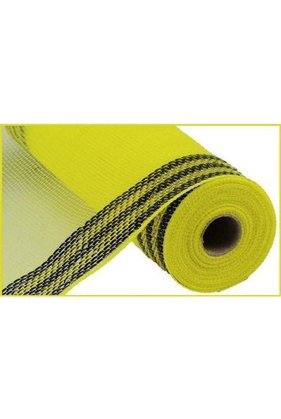 10.5" Border Stripe Metallic Mesh: Yellow/Black (10 Yards) - Michelle's aDOORable Creations - Poly Deco Mesh
