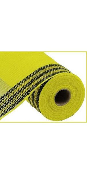 10.5" Border Stripe Metallic Mesh: Yellow/Black (10 Yards) - Michelle's aDOORable Creations - Poly Deco Mesh