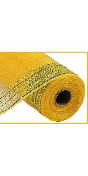 10.5" Border Stripe Tinsel Mesh: Gold (10 Yards) - Michelle's aDOORable Creations - Poly Deco Mesh