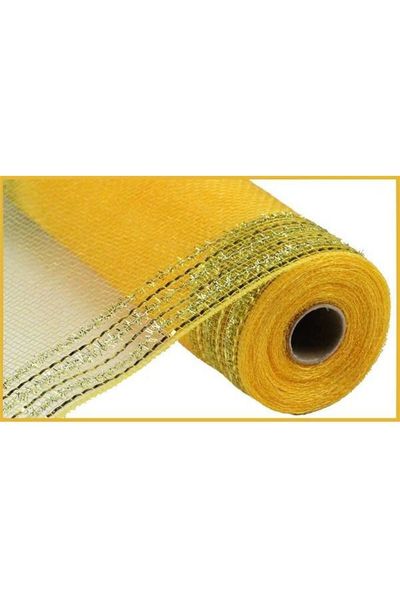 10.5" Border Stripe Tinsel Mesh: Gold (10 Yards) - Michelle's aDOORable Creations - Poly Deco Mesh