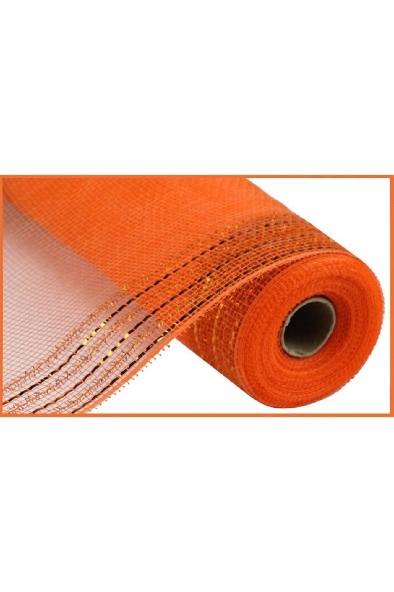 10.5" Border Stripe Tinsel Mesh: Orange (10 Yards) - Michelle's aDOORable Creations - Poly Deco Mesh