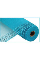 10.5" Border Stripe Tinsel Mesh: Turquoise (10 Yards) - Michelle's aDOORable Creations - Poly Deco Mesh