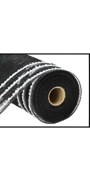 10.5" Drift Border Mesh: Black/White (10 Yards) - Michelle's aDOORable Creations - Poly Deco Mesh