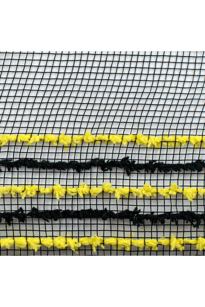 Shop For 10.5" Drift Border Mesh Ribbon: Black/Yellow (10 Yards) at Michelle's aDOORable Creations